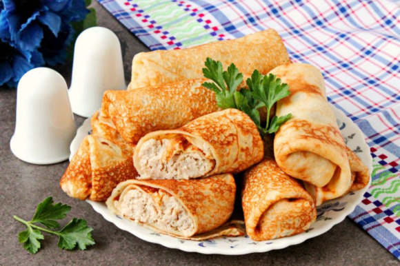 Блинчики, фаршированные мясом Блинчики, фаршированные мясом