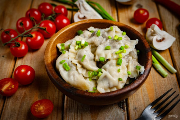 Постные вареники с грибами