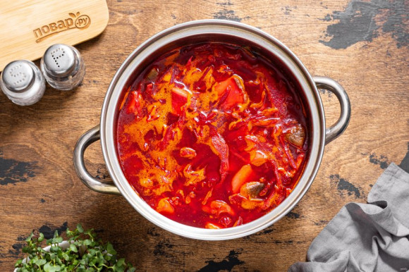 Постный борщ с грибами