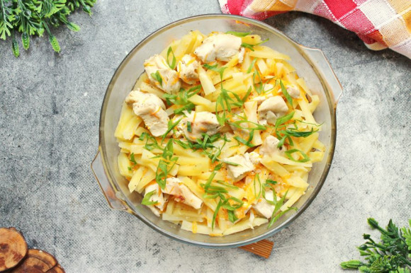 Курица с картошкой в микроволновке