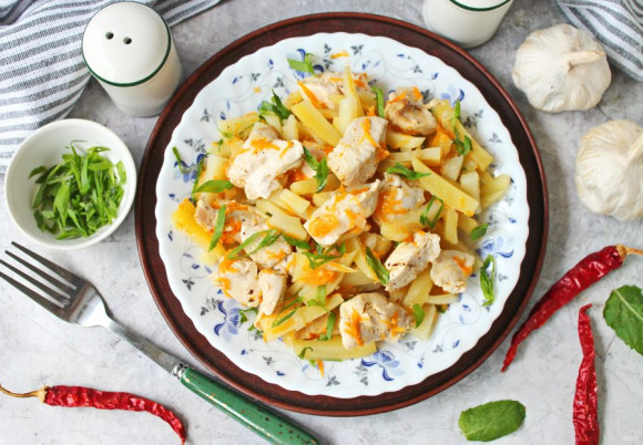 Курица с картошкой в микроволновке